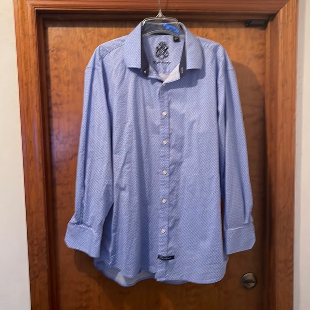 English Laundry long sleeve men’s dress shirt xxl blue pattern